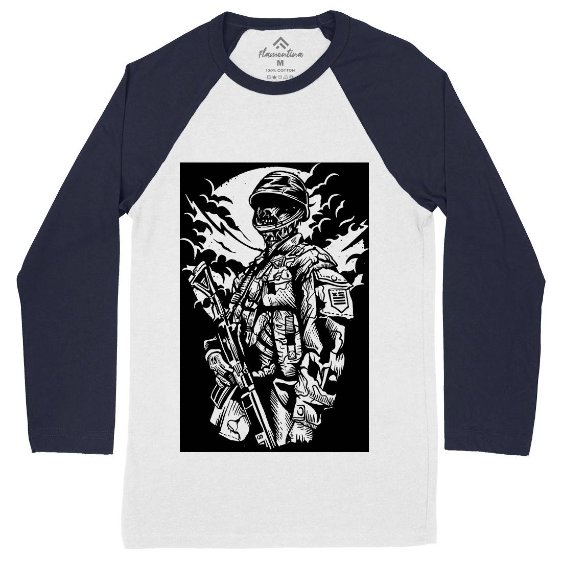 Zombie Soldier Mens Long Sleeve Baseball T-Shirt Army A599