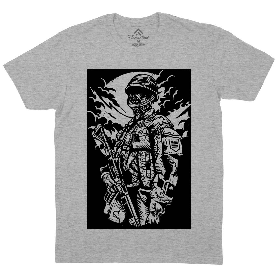 Zombie Soldier Mens Crew Neck T-Shirt Army A599