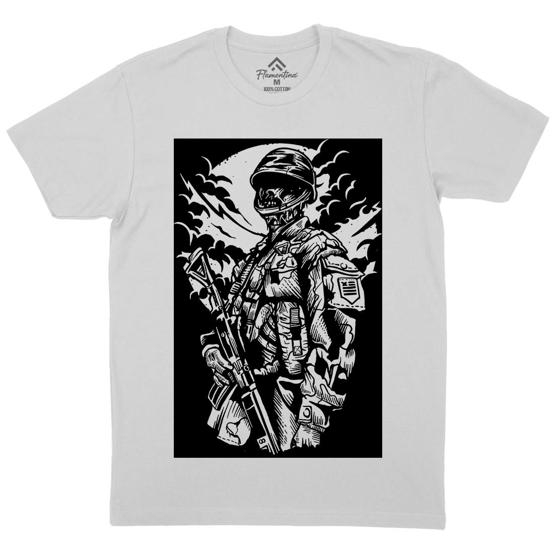 Zombie Soldier Mens Crew Neck T-Shirt Army A599