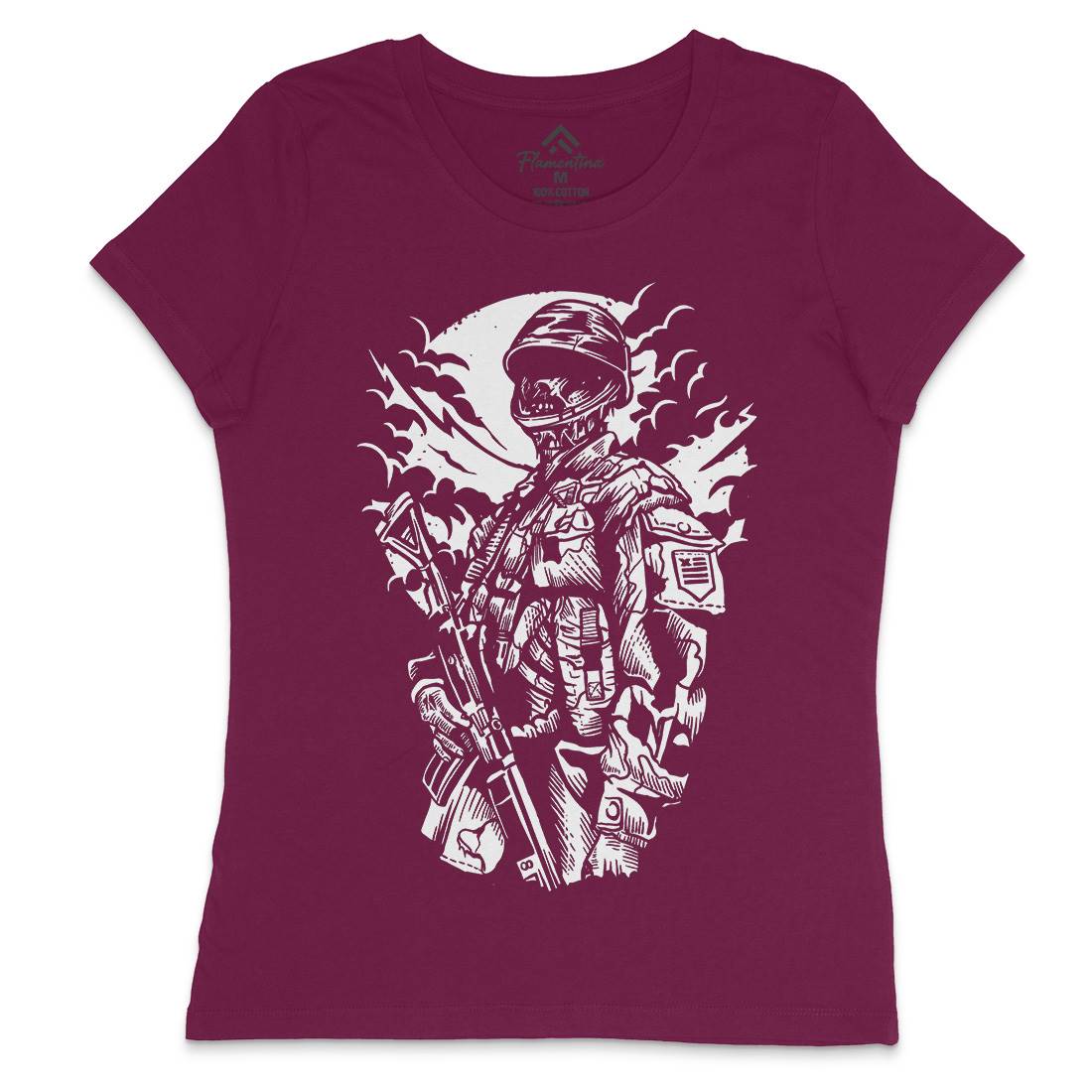 Zombie Soldier Womens Crew Neck T-Shirt Army A599