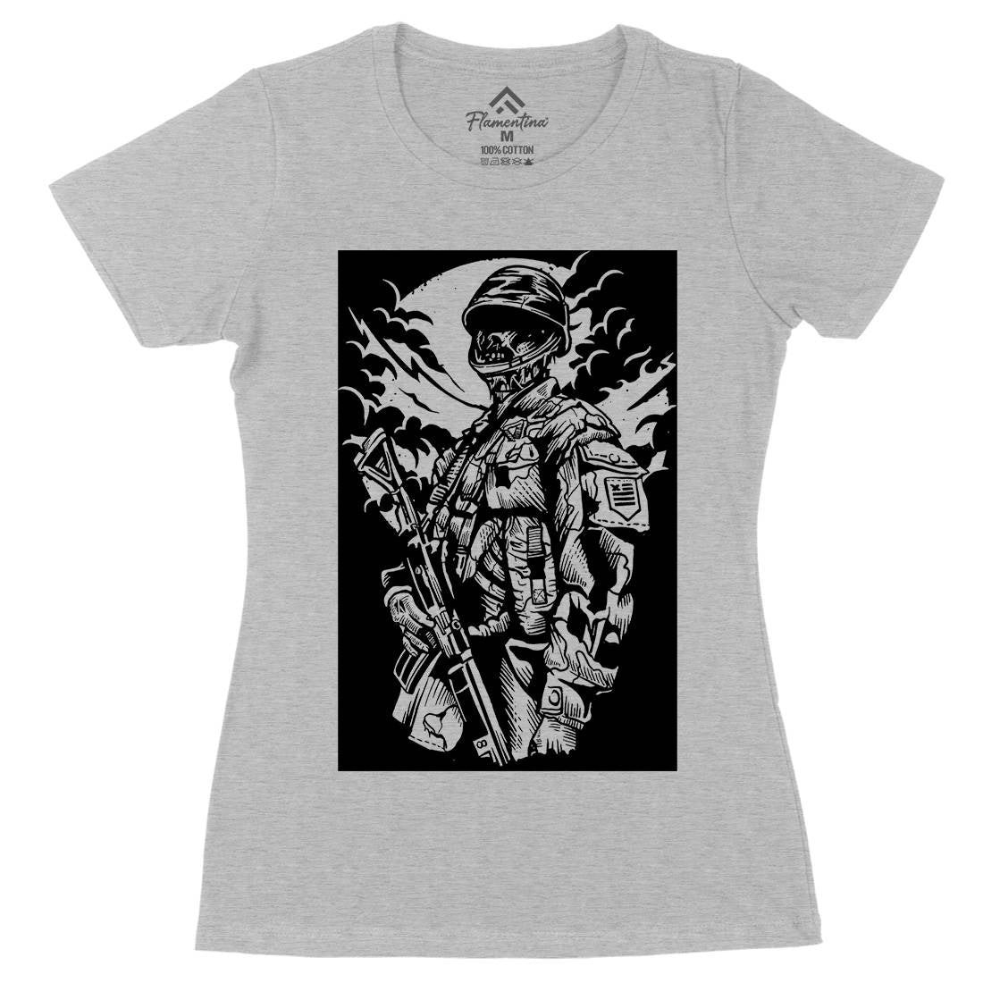 Zombie Soldier Womens Organic Crew Neck T-Shirt Army A599