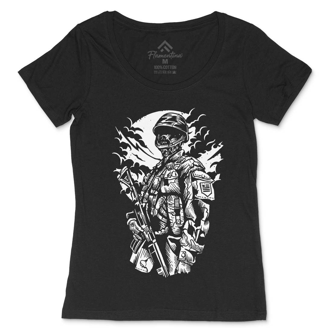 Zombie Soldier Womens Scoop Neck T-Shirt Army A599