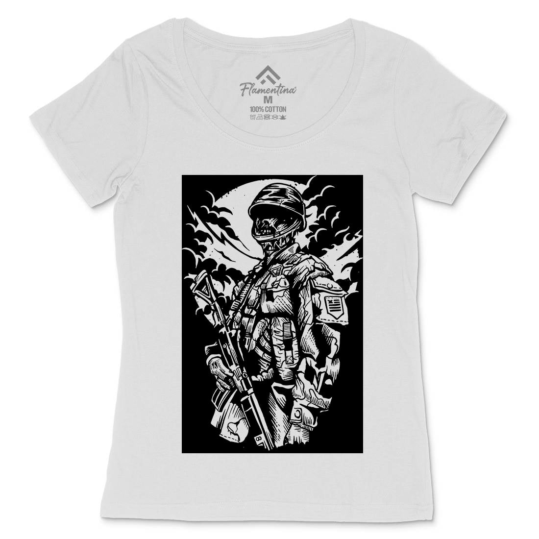Zombie Soldier Womens Scoop Neck T-Shirt Army A599