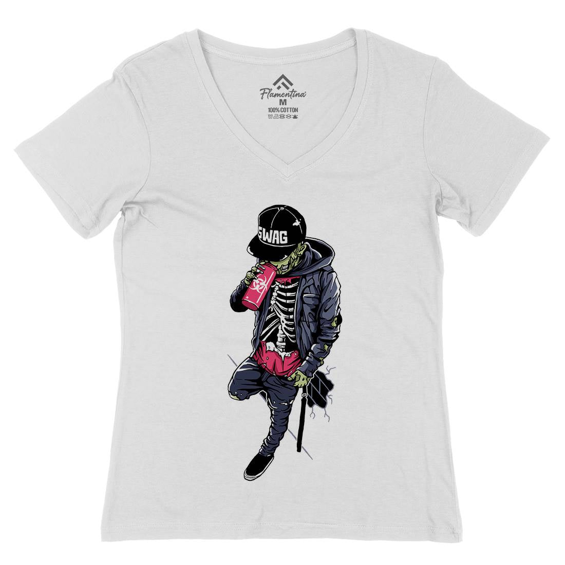 Zombie Swag Womens Organic V-Neck T-Shirt Horror A600