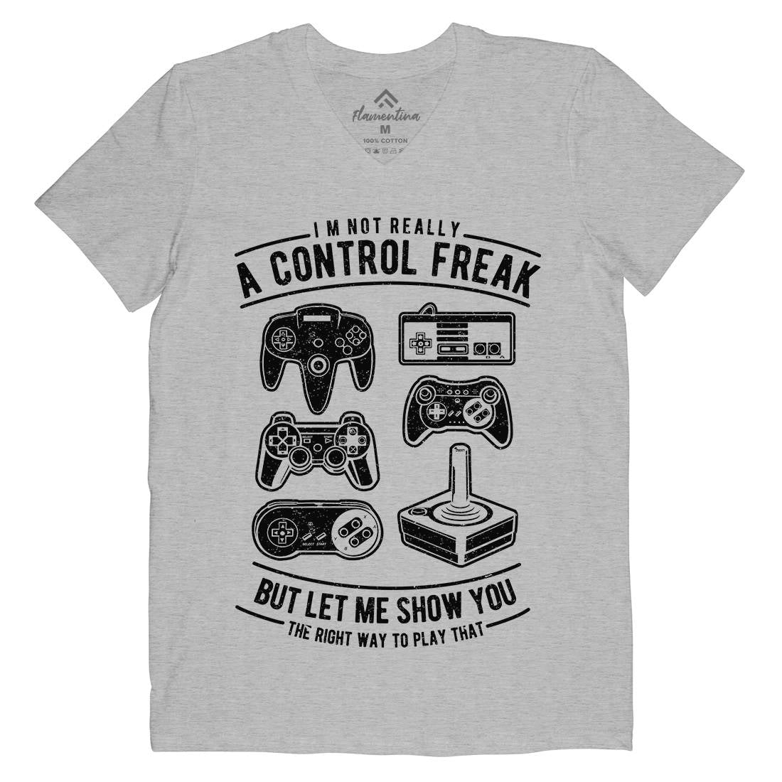 A Control Freak Mens V-Neck T-Shirt Geek A601