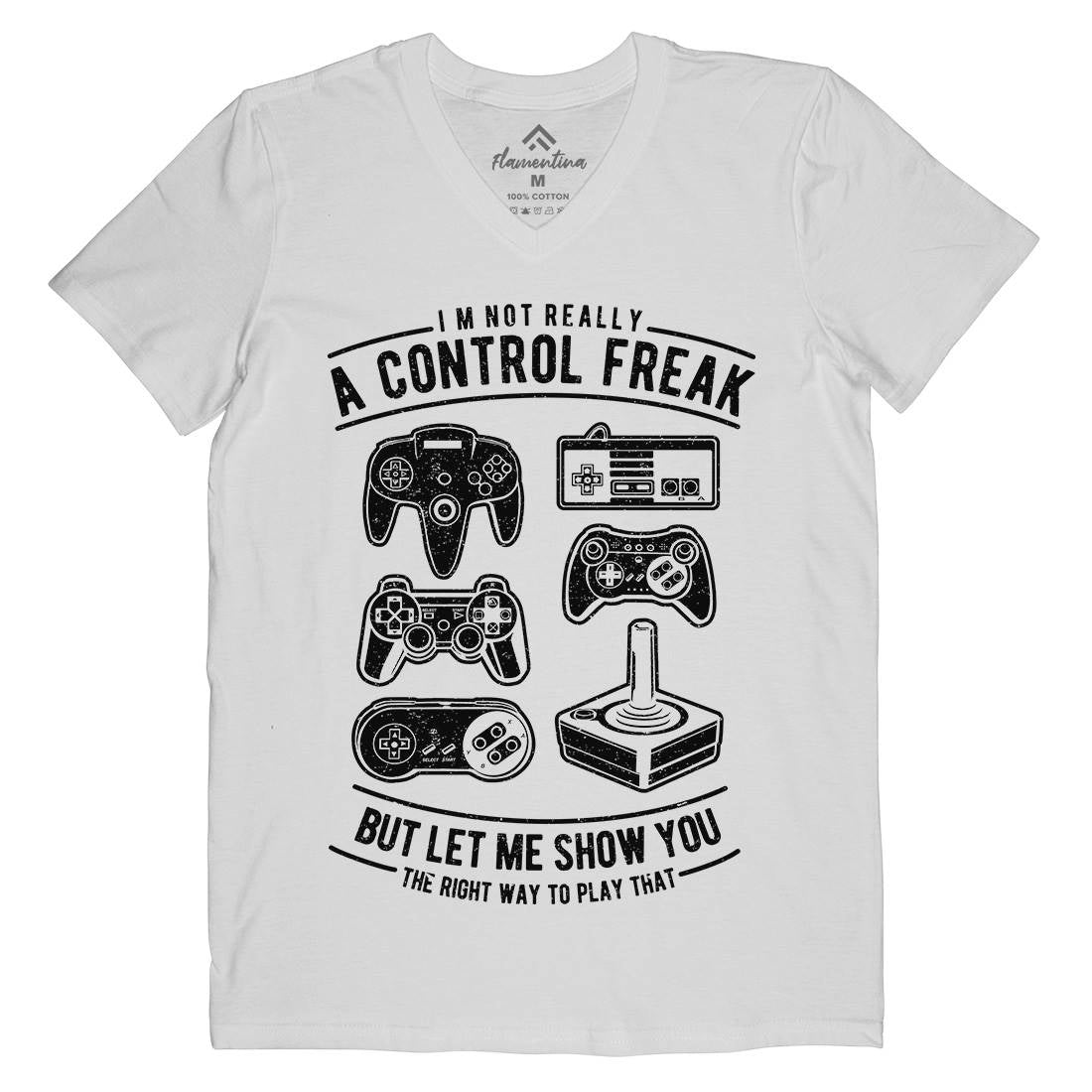 A Control Freak Mens V-Neck T-Shirt Geek A601