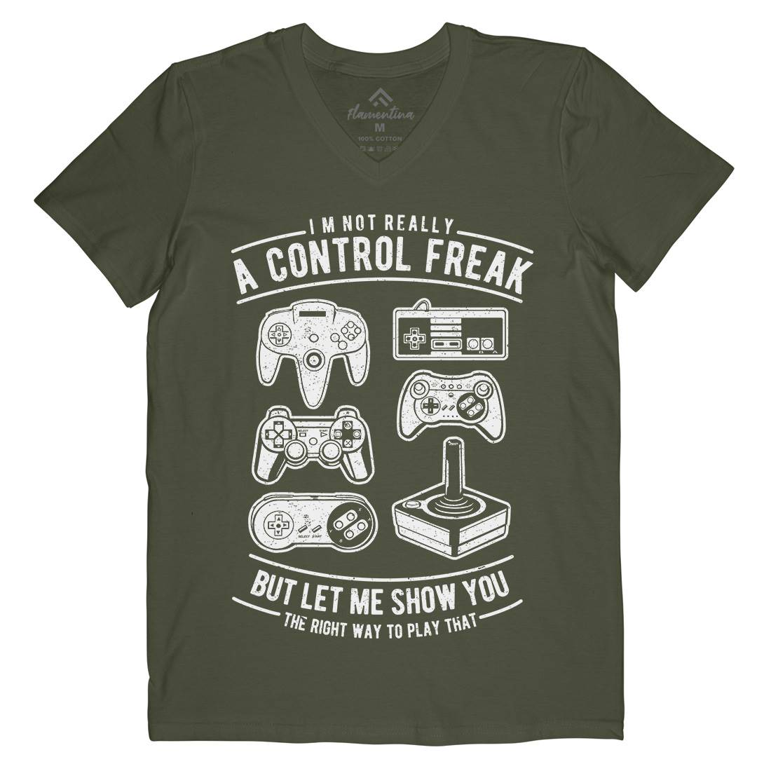 A Control Freak Mens Organic V-Neck T-Shirt Geek A601