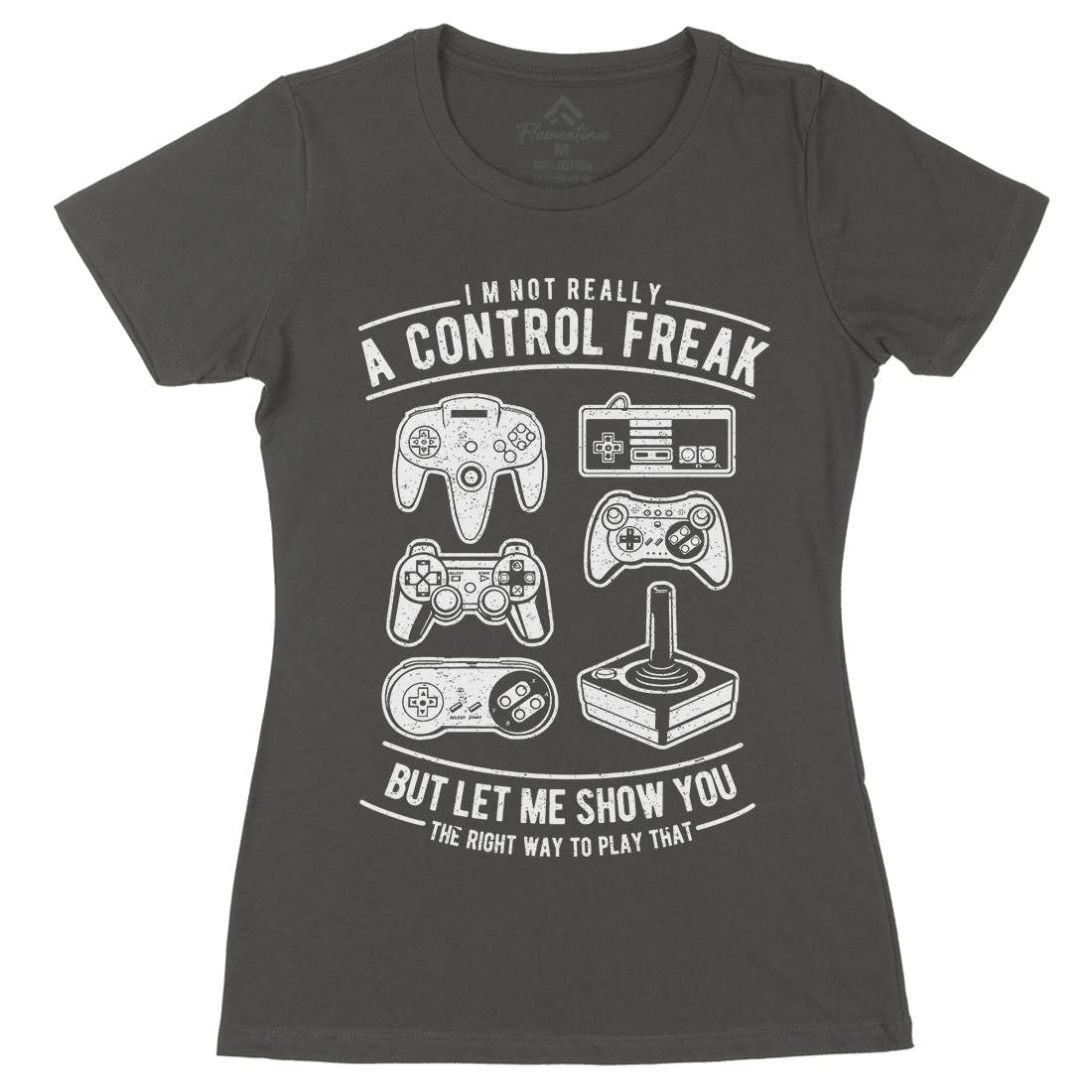 A Control Freak Womens Organic Crew Neck T-Shirt Geek A601