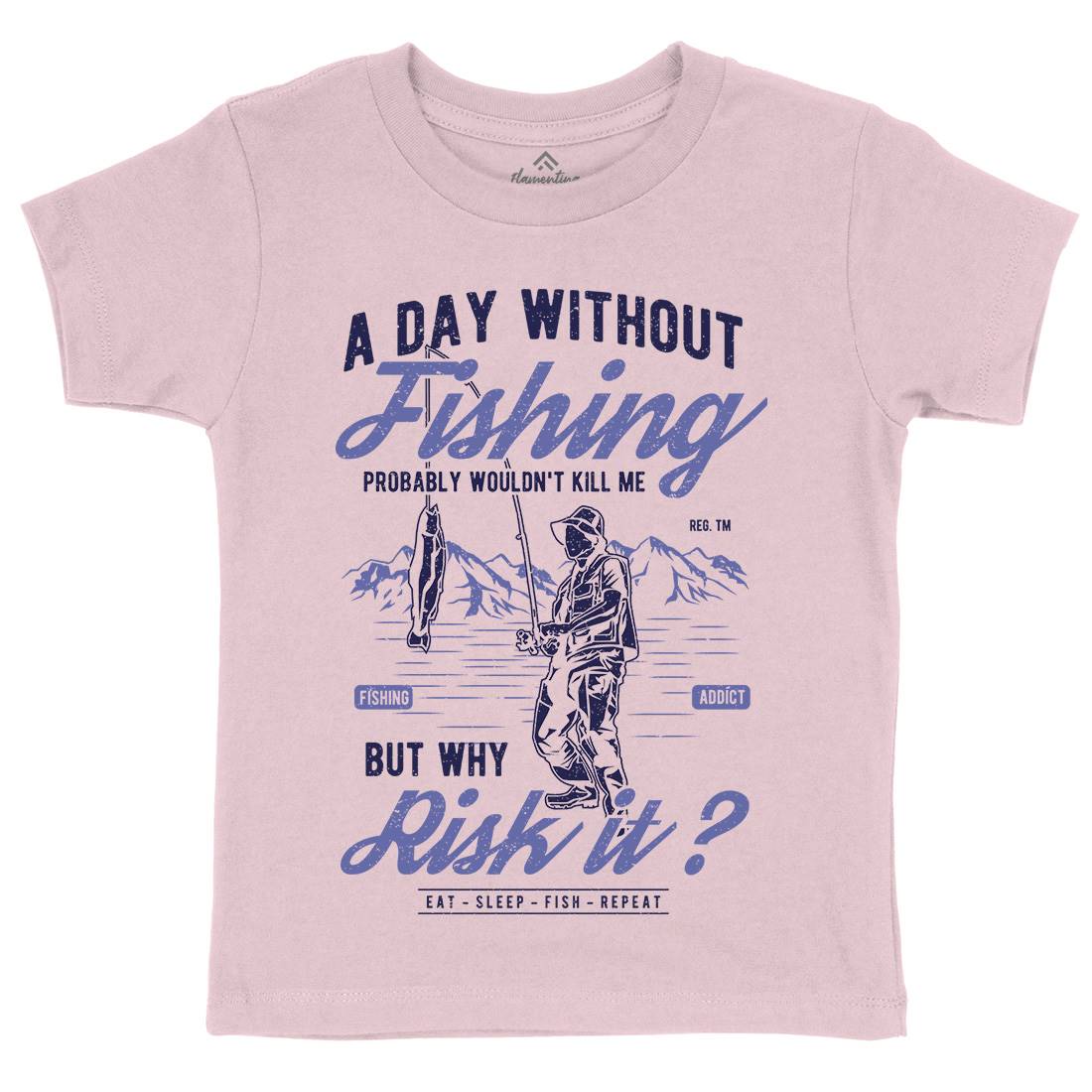 A Day Without Kids Crew Neck T-Shirt Fishing A602