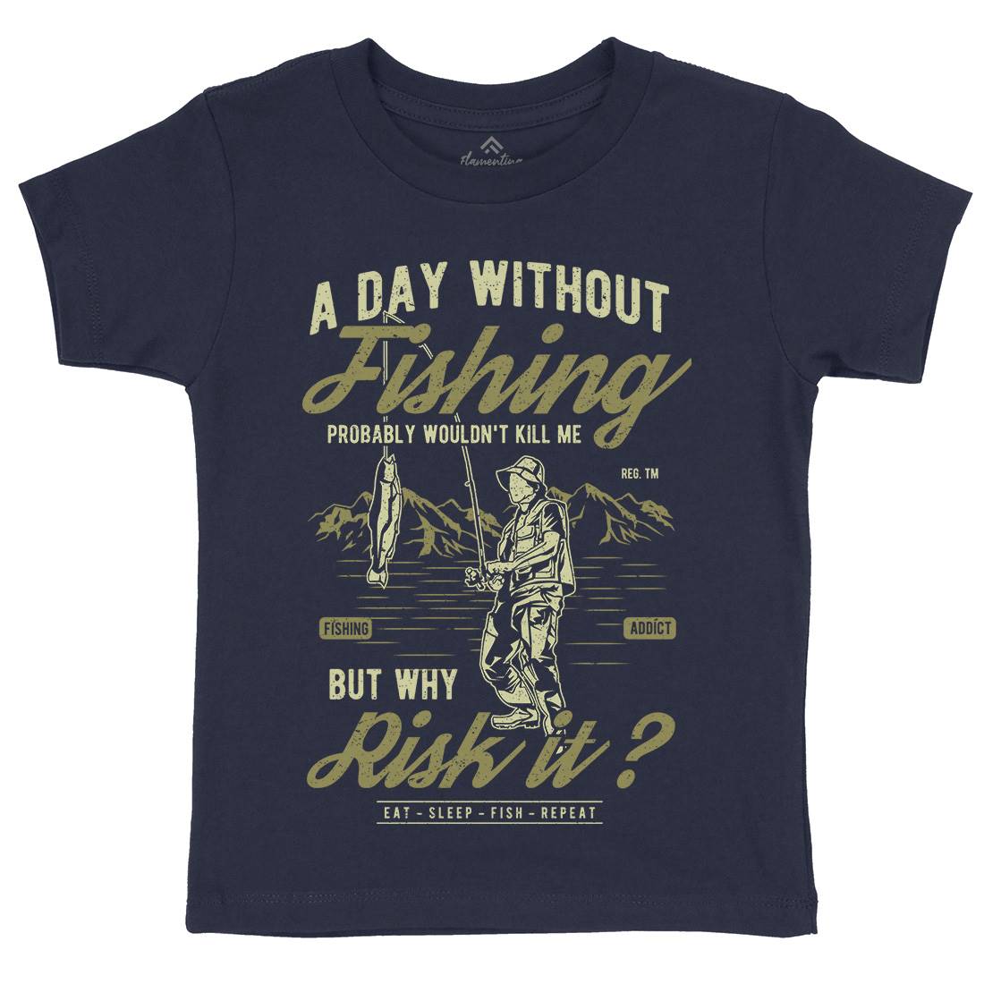 A Day Without Kids Crew Neck T-Shirt Fishing A602