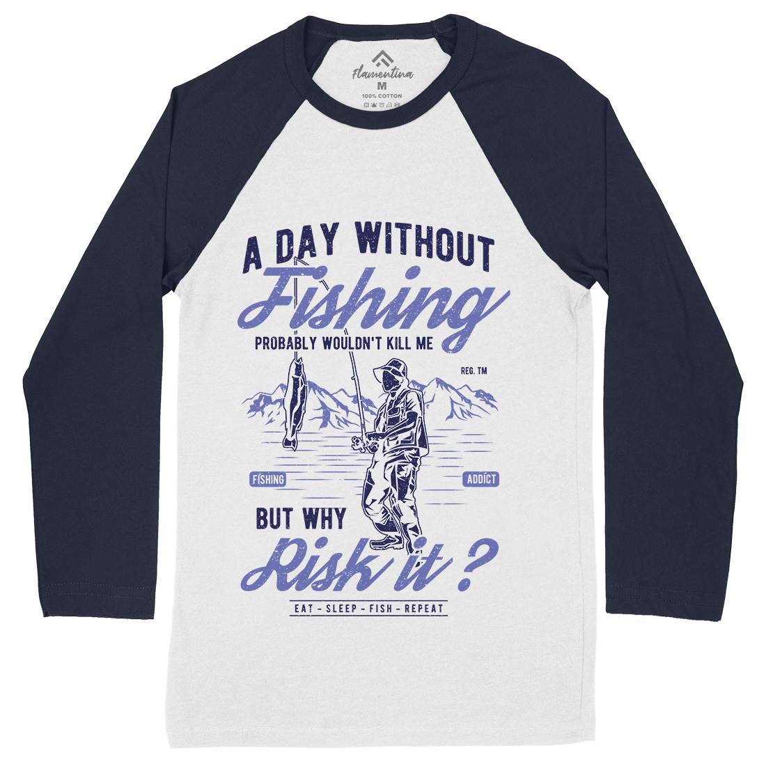 A Day Without Mens Long Sleeve Baseball T-Shirt Fishing A602