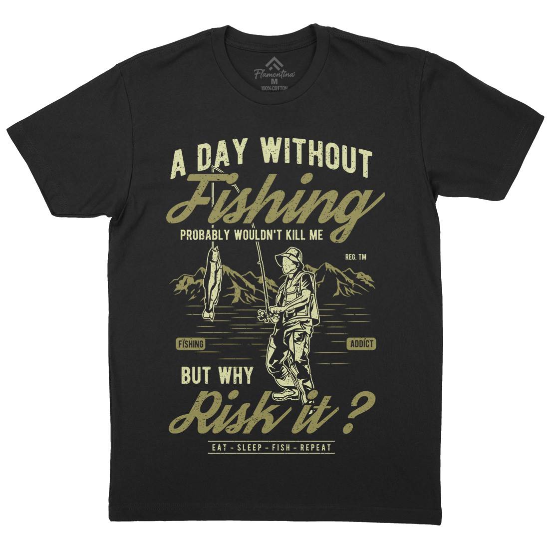 A Day Without Mens Crew Neck T-Shirt Fishing A602