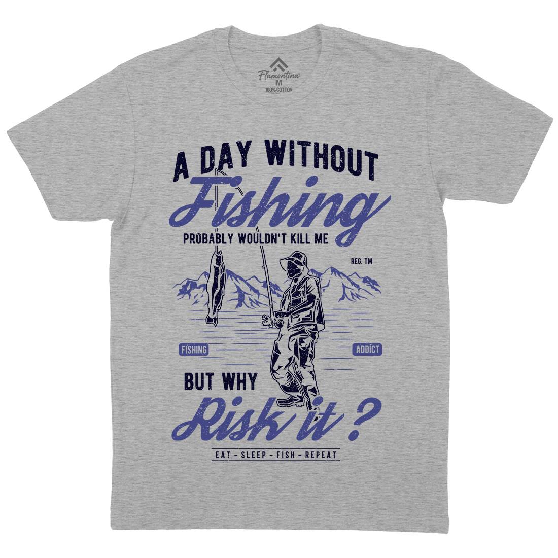 A Day Without Mens Organic Crew Neck T-Shirt Fishing A602