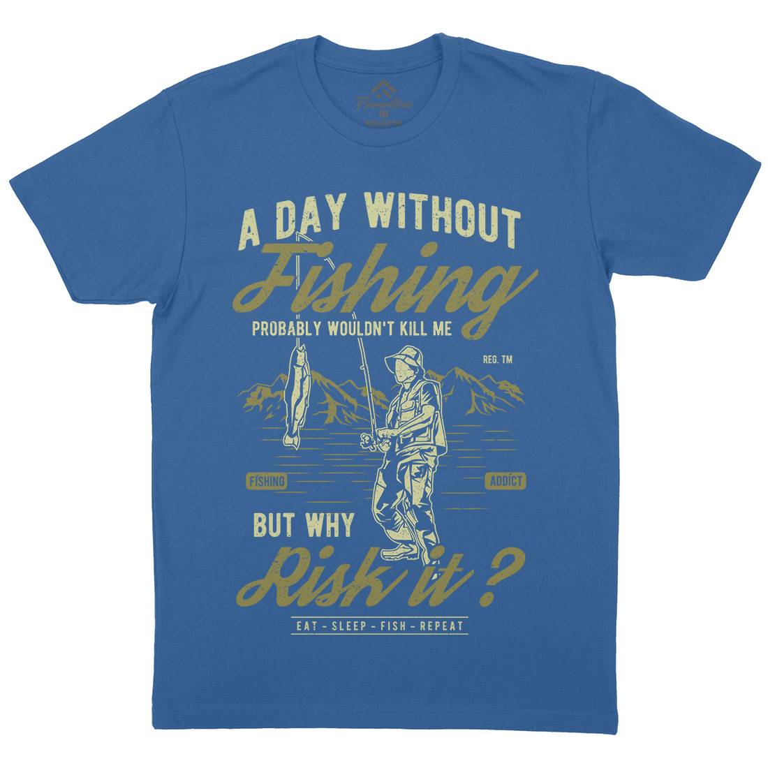 A Day Without Mens Crew Neck T-Shirt Fishing A602