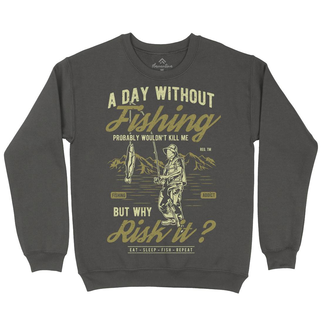 A Day Without Kids Crew Neck Sweatshirt Fishing A602