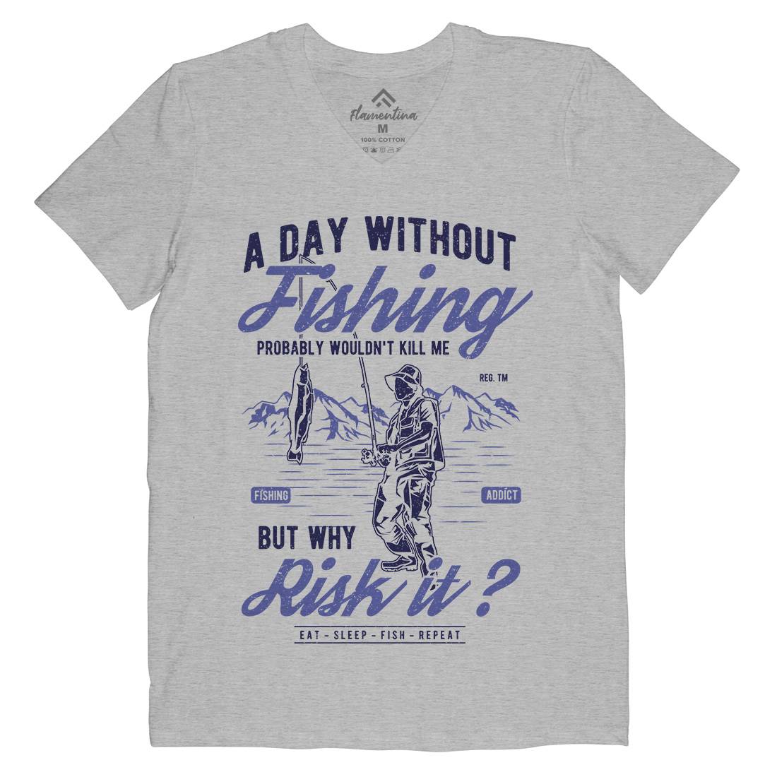 A Day Without Mens V-Neck T-Shirt Fishing A602