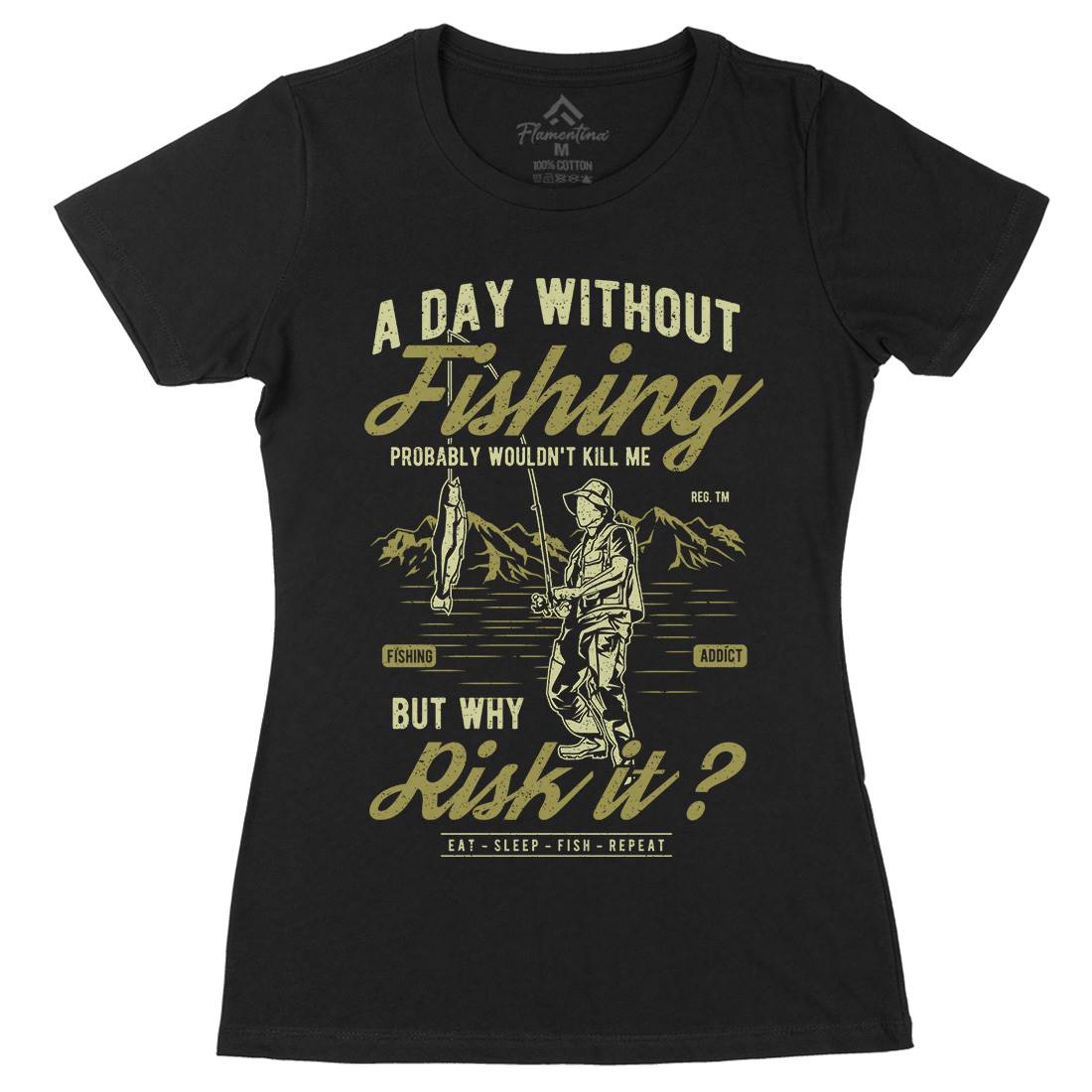 A Day Without Womens Organic Crew Neck T-Shirt Fishing A602