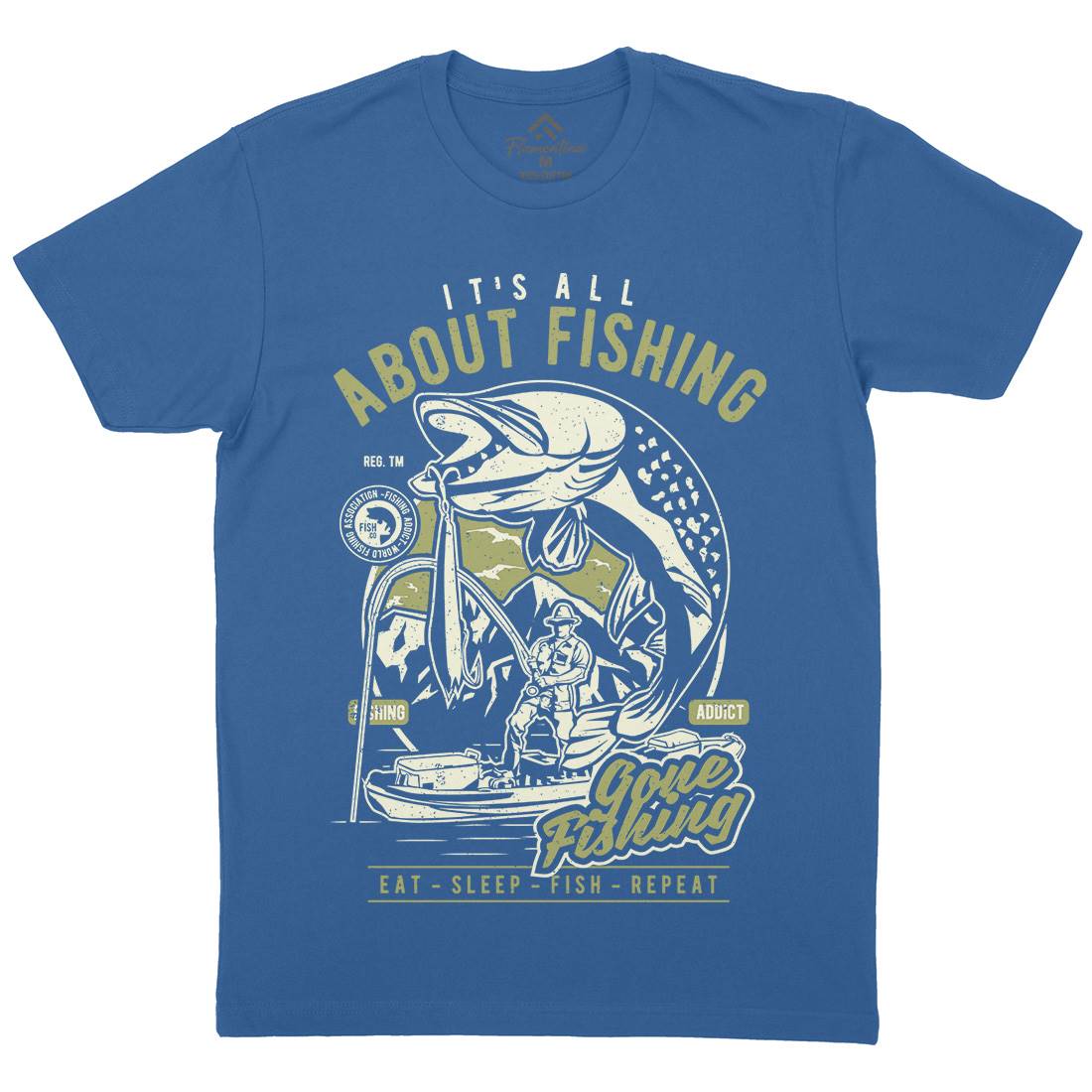 All About Mens Organic Crew Neck T-Shirt Fishing A604