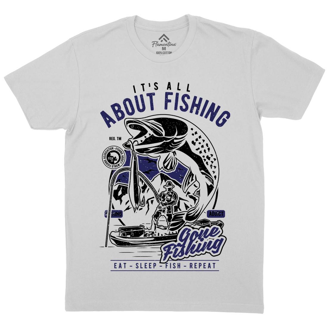 All About Mens Crew Neck T-Shirt Fishing A604