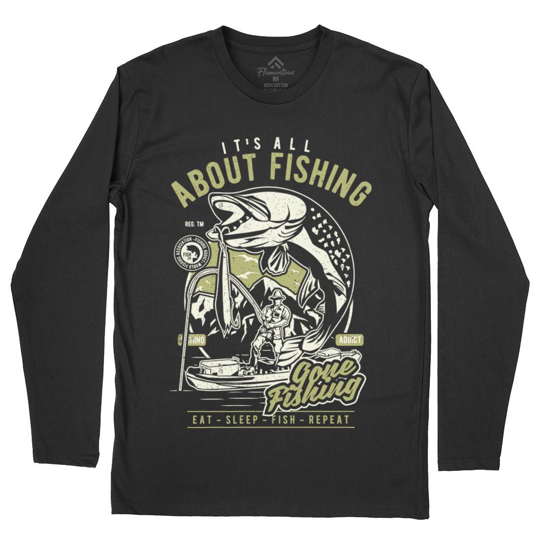 All About Mens Long Sleeve T-Shirt Fishing A604