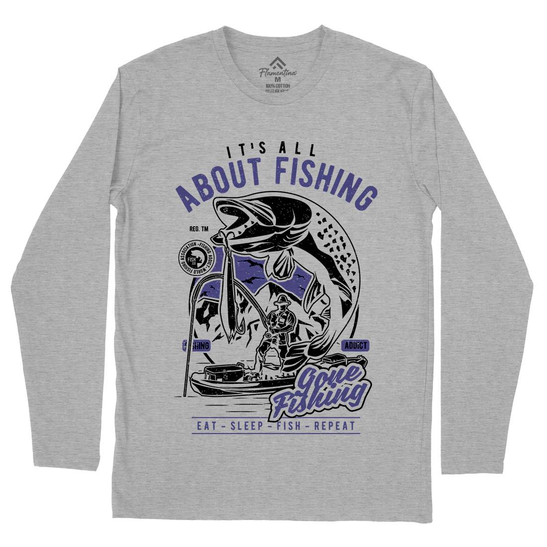 All About Mens Long Sleeve T-Shirt Fishing A604