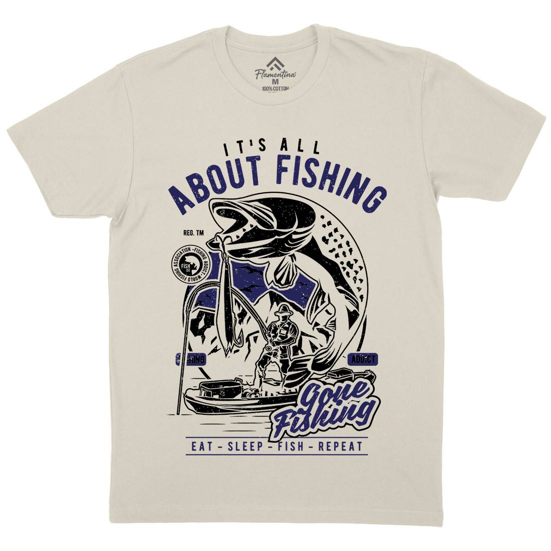 All About Mens Organic Crew Neck T-Shirt Fishing A604