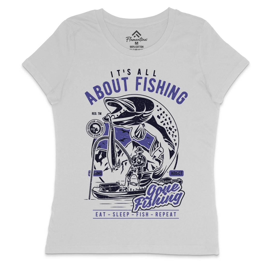 All About Womens Crew Neck T-Shirt Fishing A604