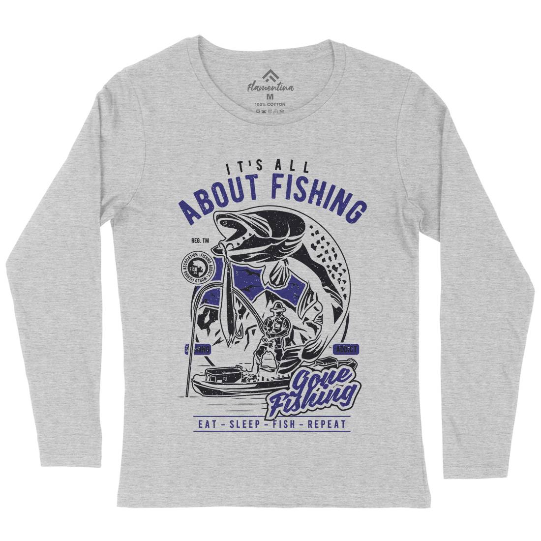 All About Womens Long Sleeve T-Shirt Fishing A604