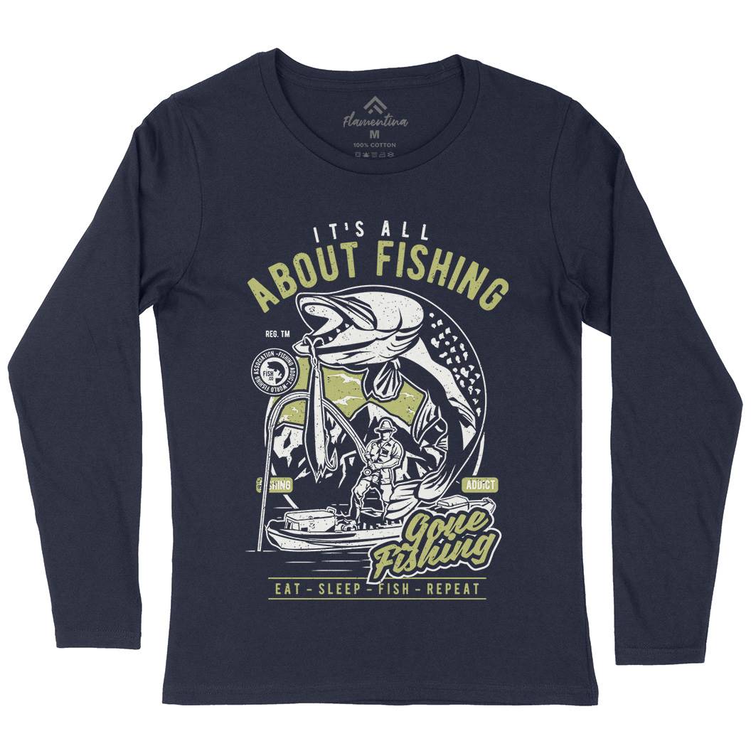 All About Womens Long Sleeve T-Shirt Fishing A604