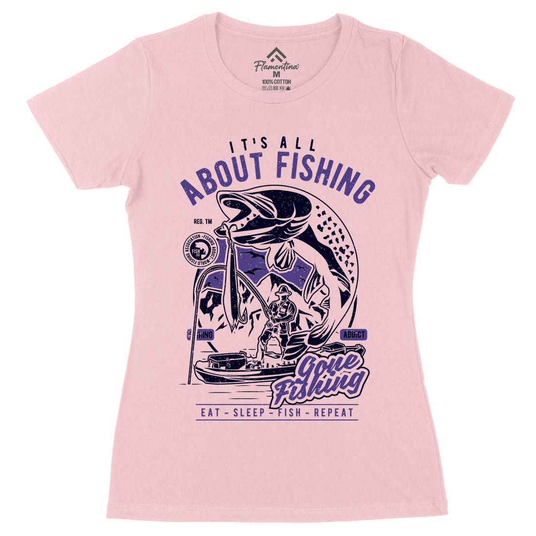 All About Womens Organic Crew Neck T-Shirt Fishing A604