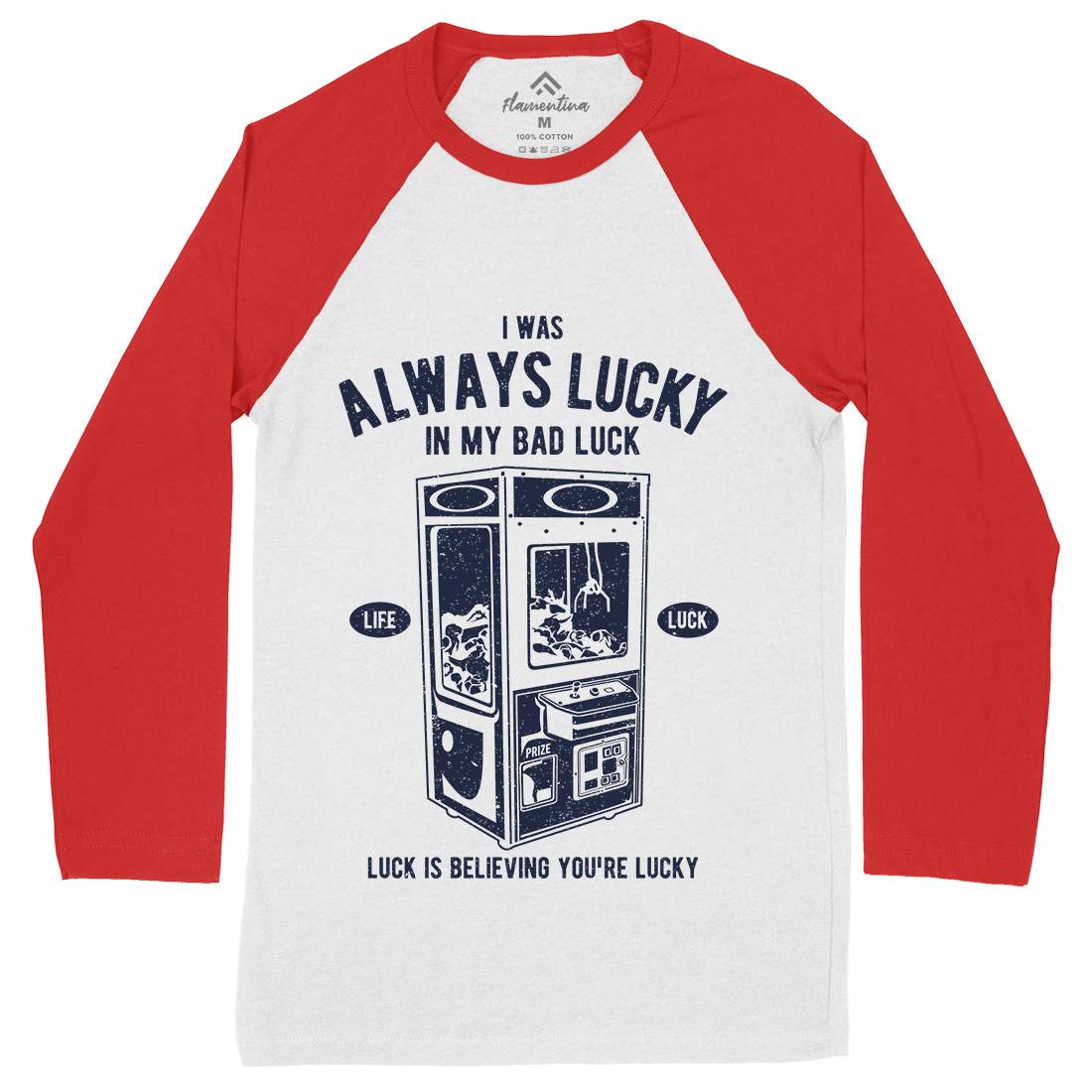 Always Lucky Mens Long Sleeve Baseball T-Shirt Geek A605