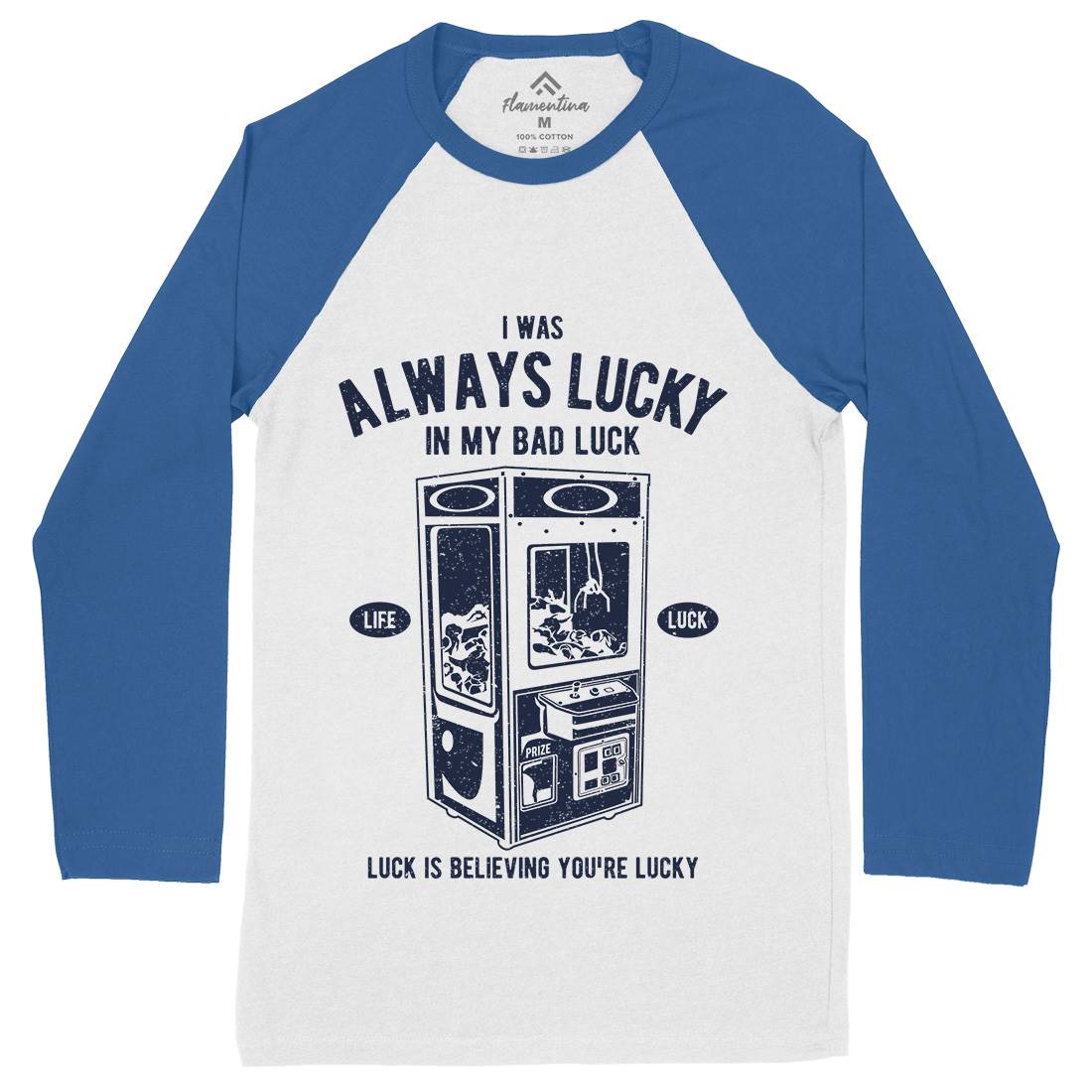 Always Lucky Mens Long Sleeve Baseball T-Shirt Geek A605