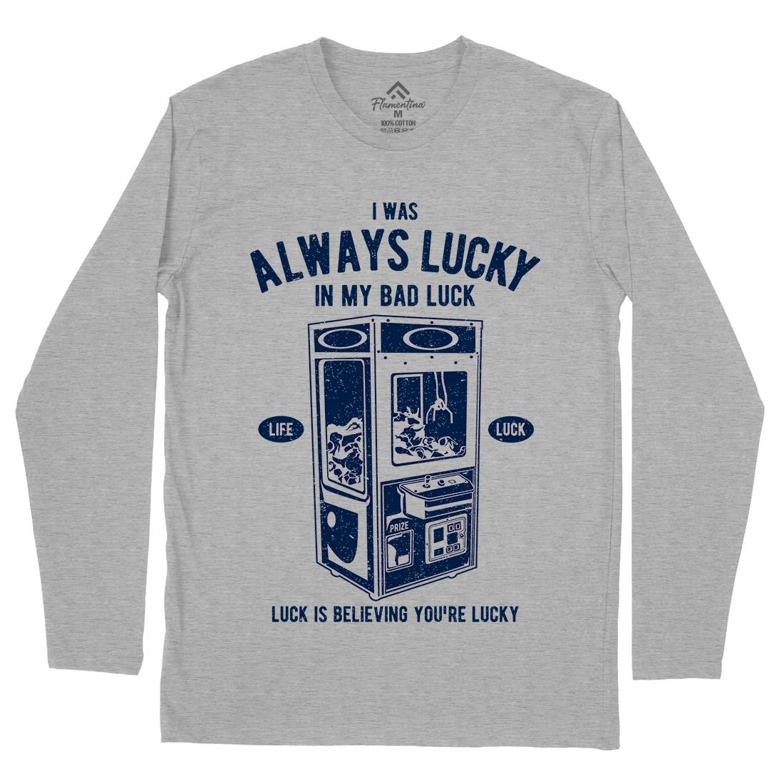 Always Lucky Mens Long Sleeve T-Shirt Geek A605