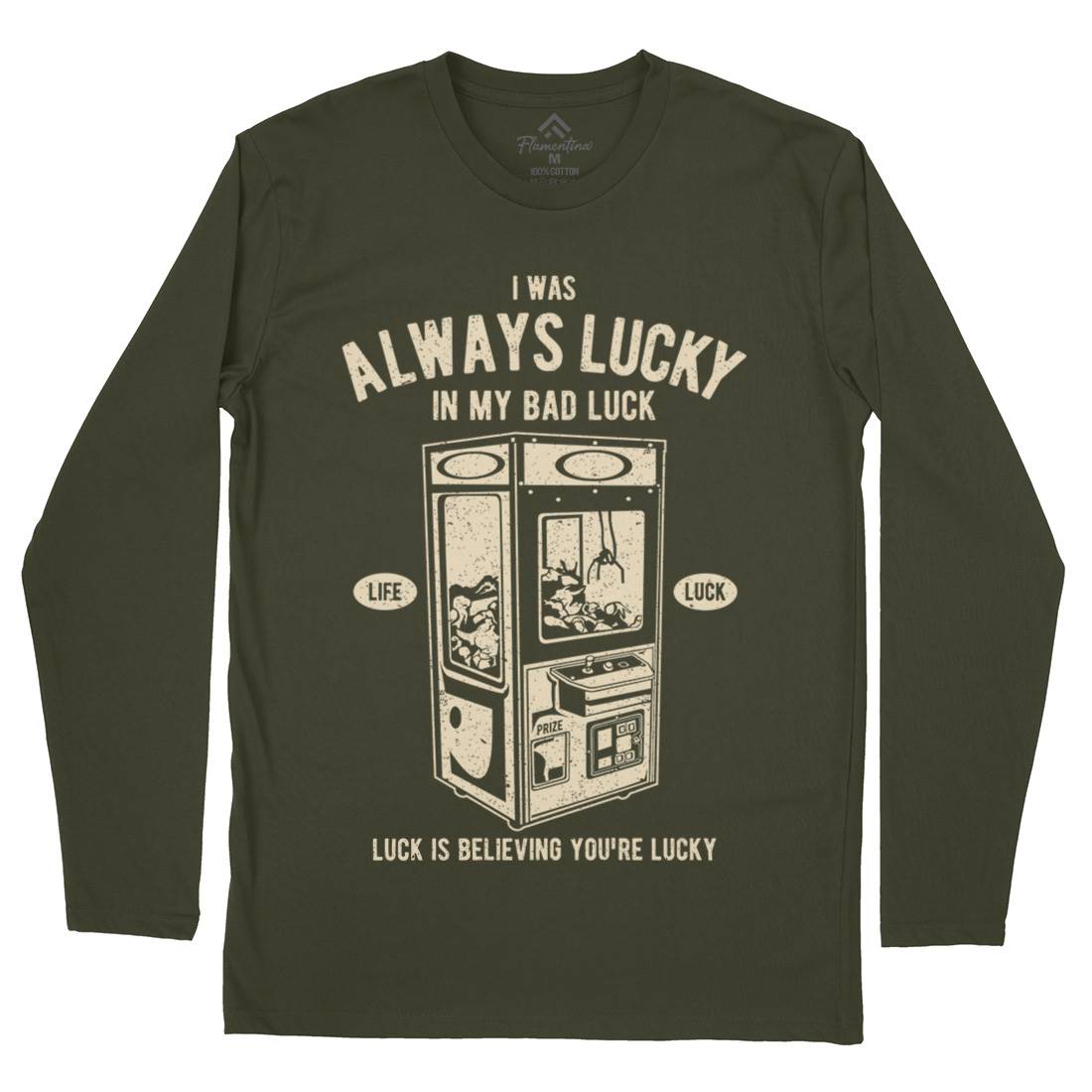 Always Lucky Mens Long Sleeve T-Shirt Geek A605