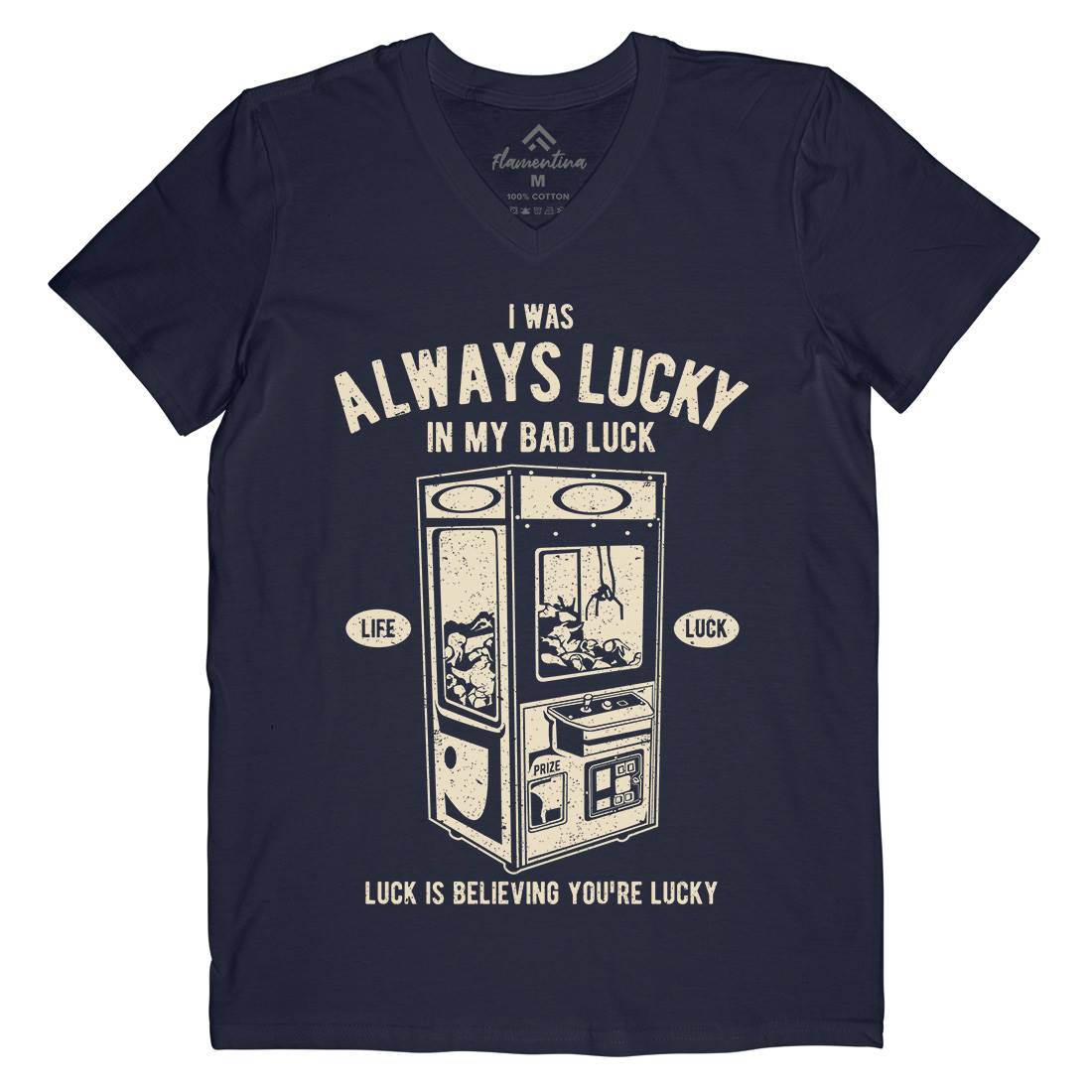 Always Lucky Mens Organic V-Neck T-Shirt Geek A605