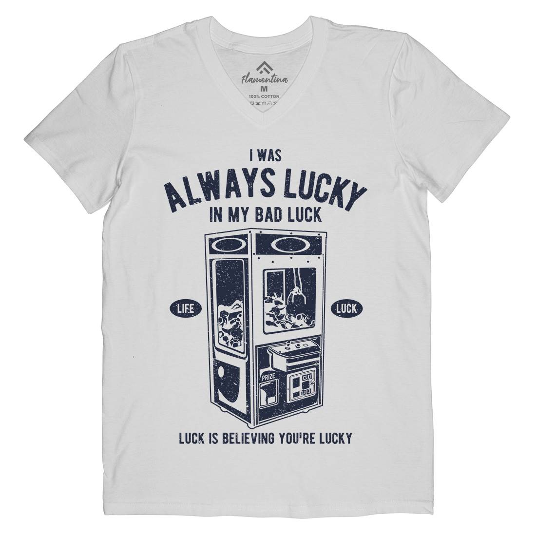 Always Lucky Mens V-Neck T-Shirt Geek A605
