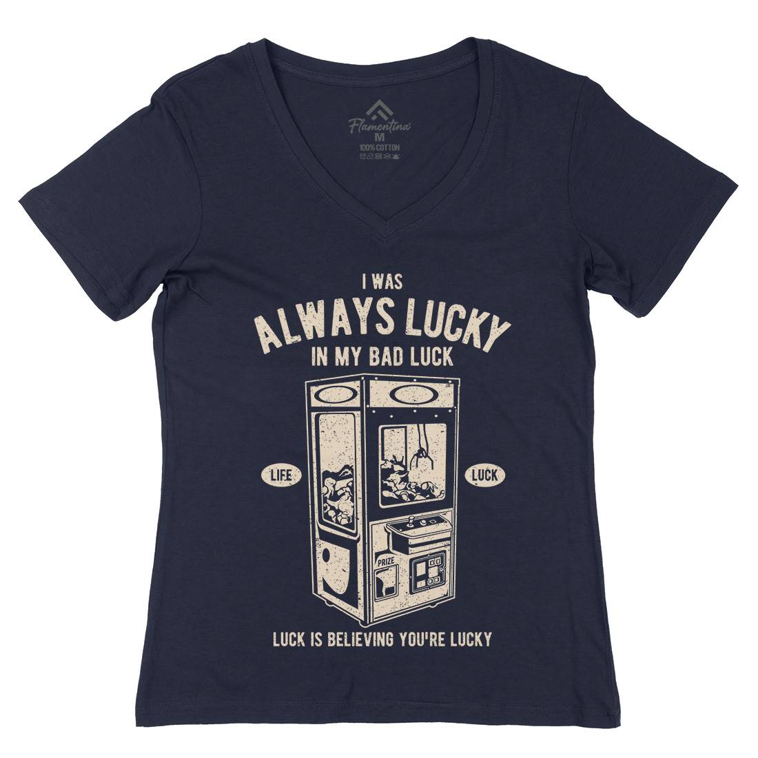 Always Lucky Womens Organic V-Neck T-Shirt Geek A605