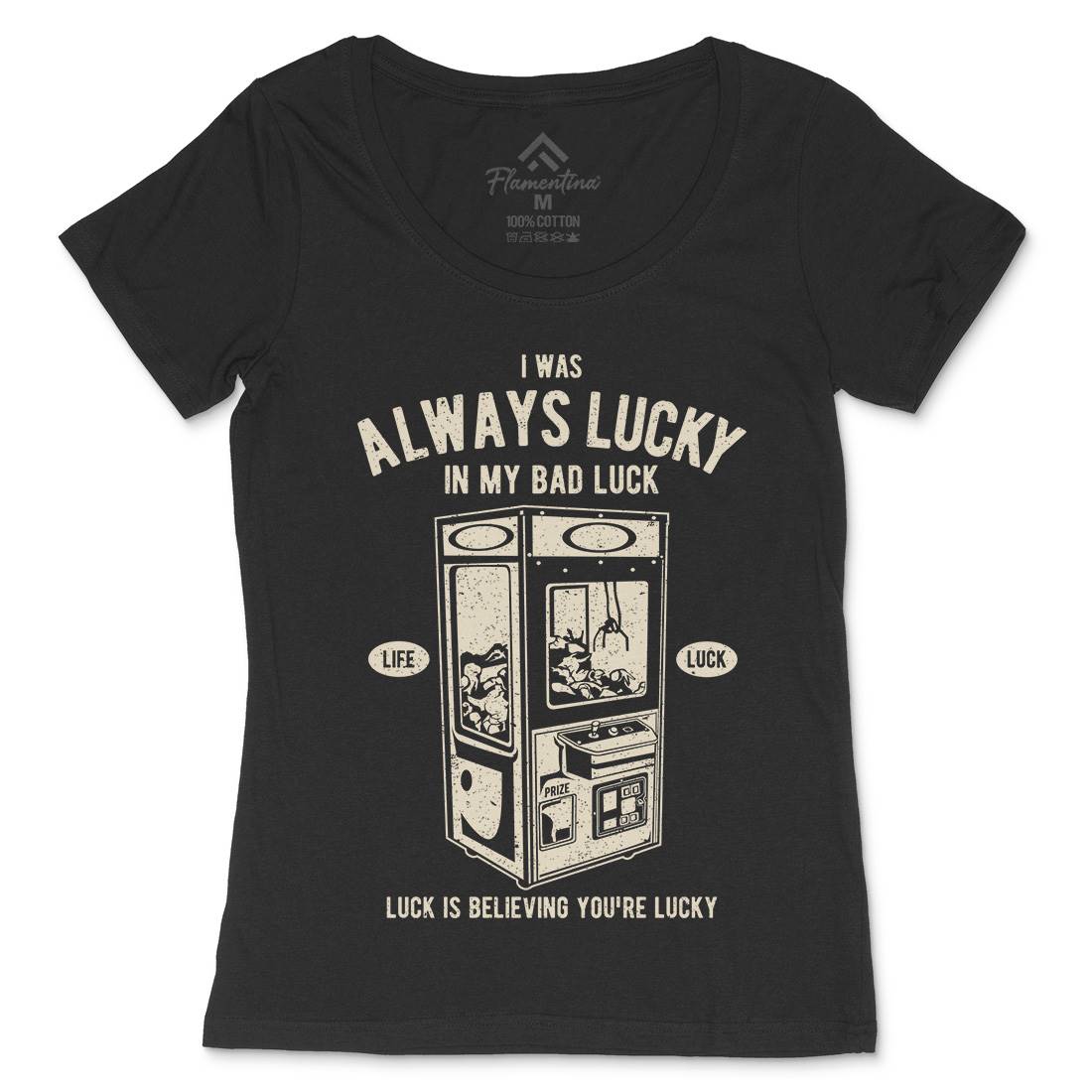 Always Lucky Womens Scoop Neck T-Shirt Geek A605