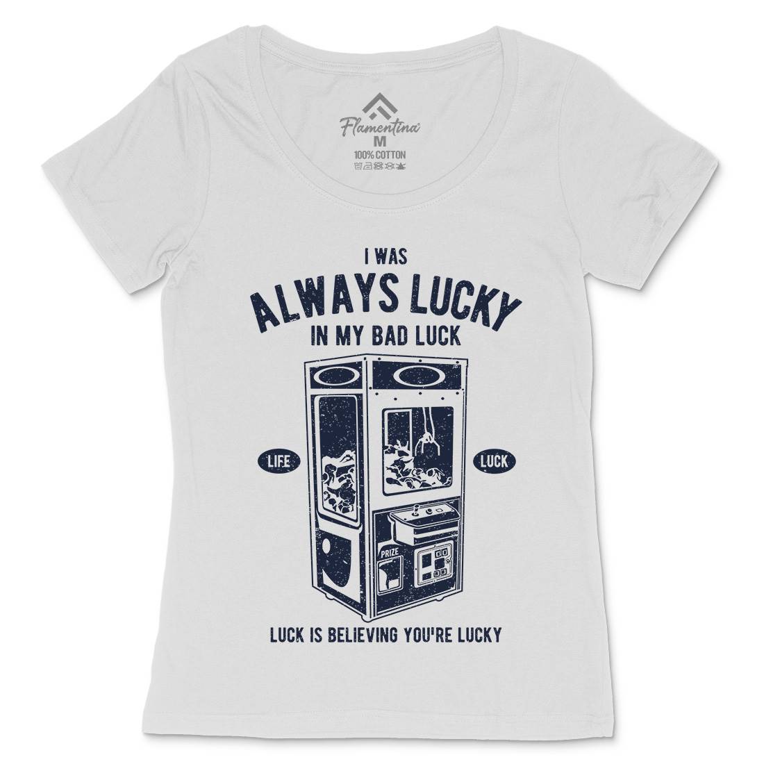 Always Lucky Womens Scoop Neck T-Shirt Geek A605