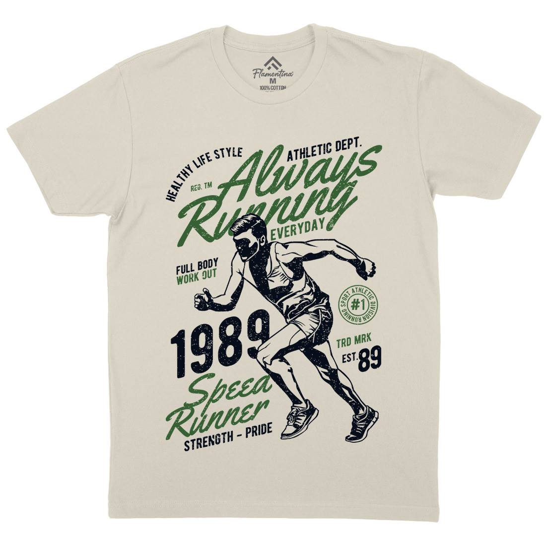 Always Running Mens Organic Crew Neck T-Shirt Sport A606