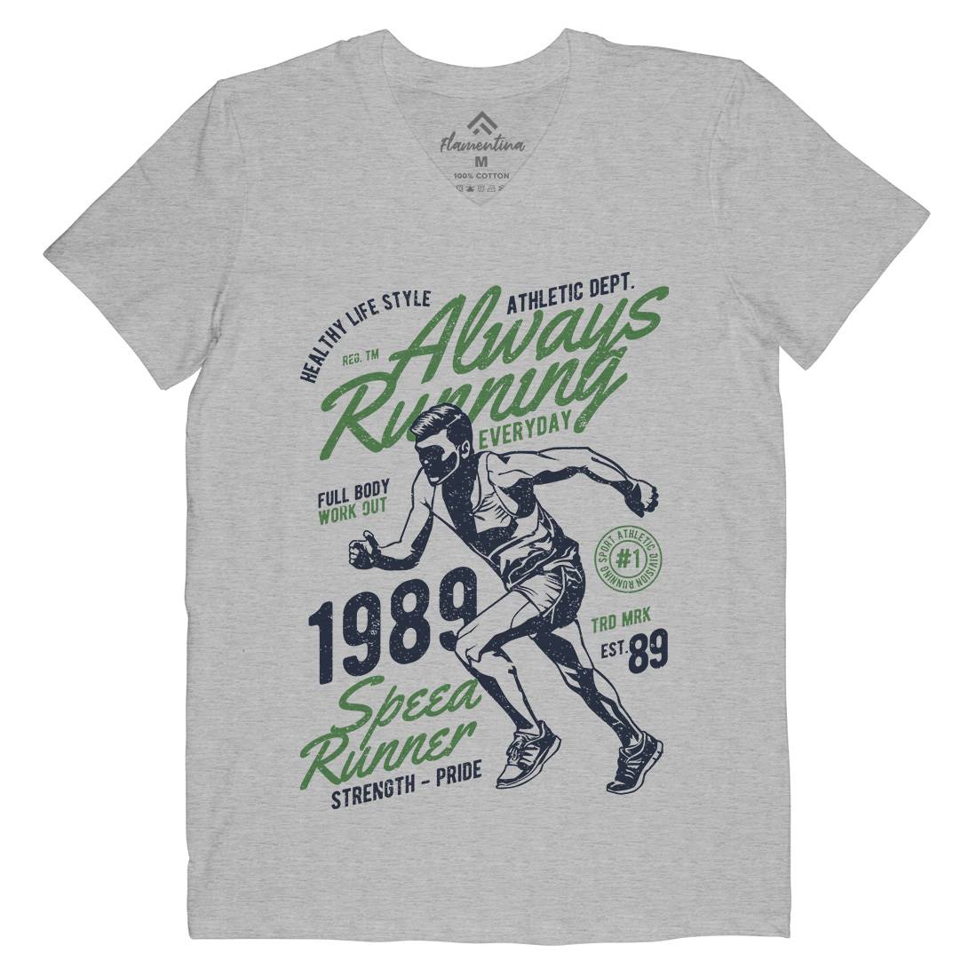 Always Running Mens Organic V-Neck T-Shirt Sport A606