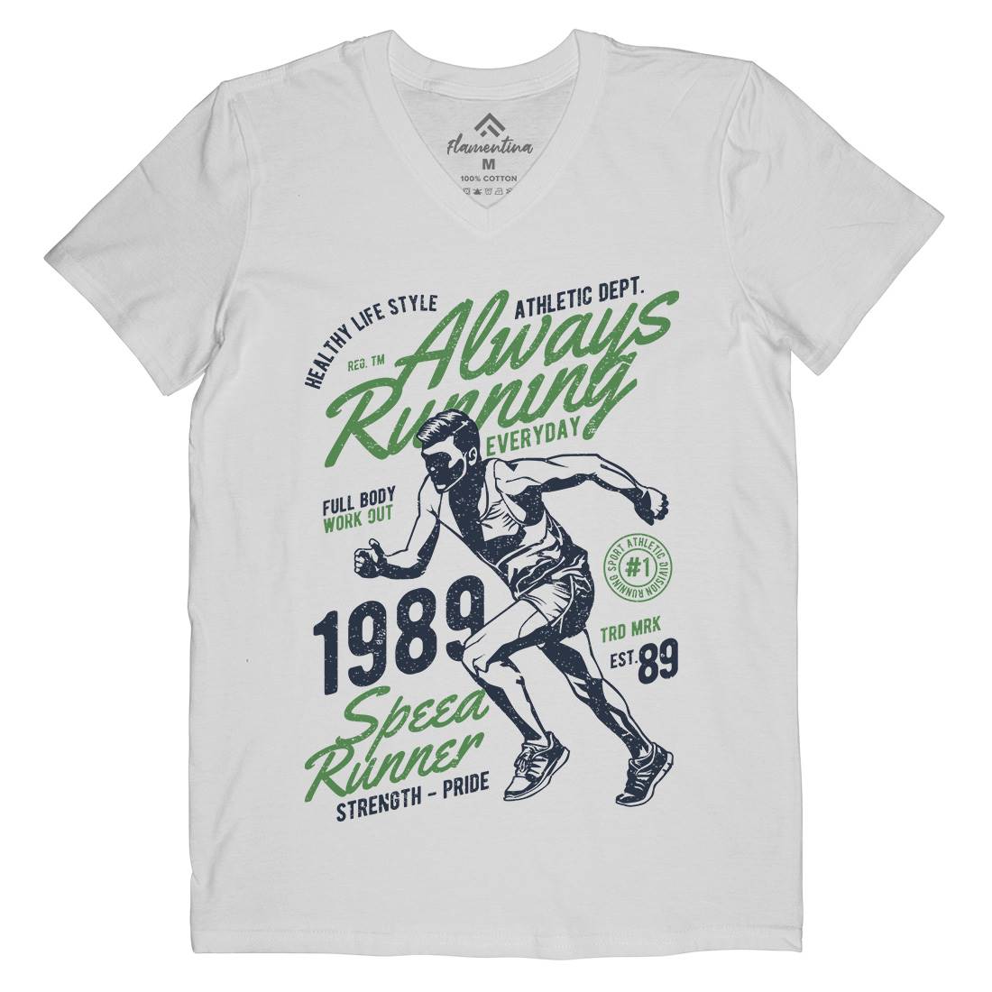Always Running Mens Organic V-Neck T-Shirt Sport A606