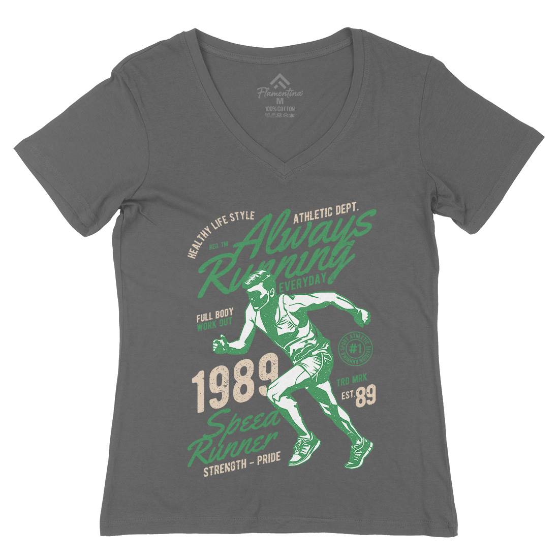 Always Running Womens Organic V-Neck T-Shirt Sport A606