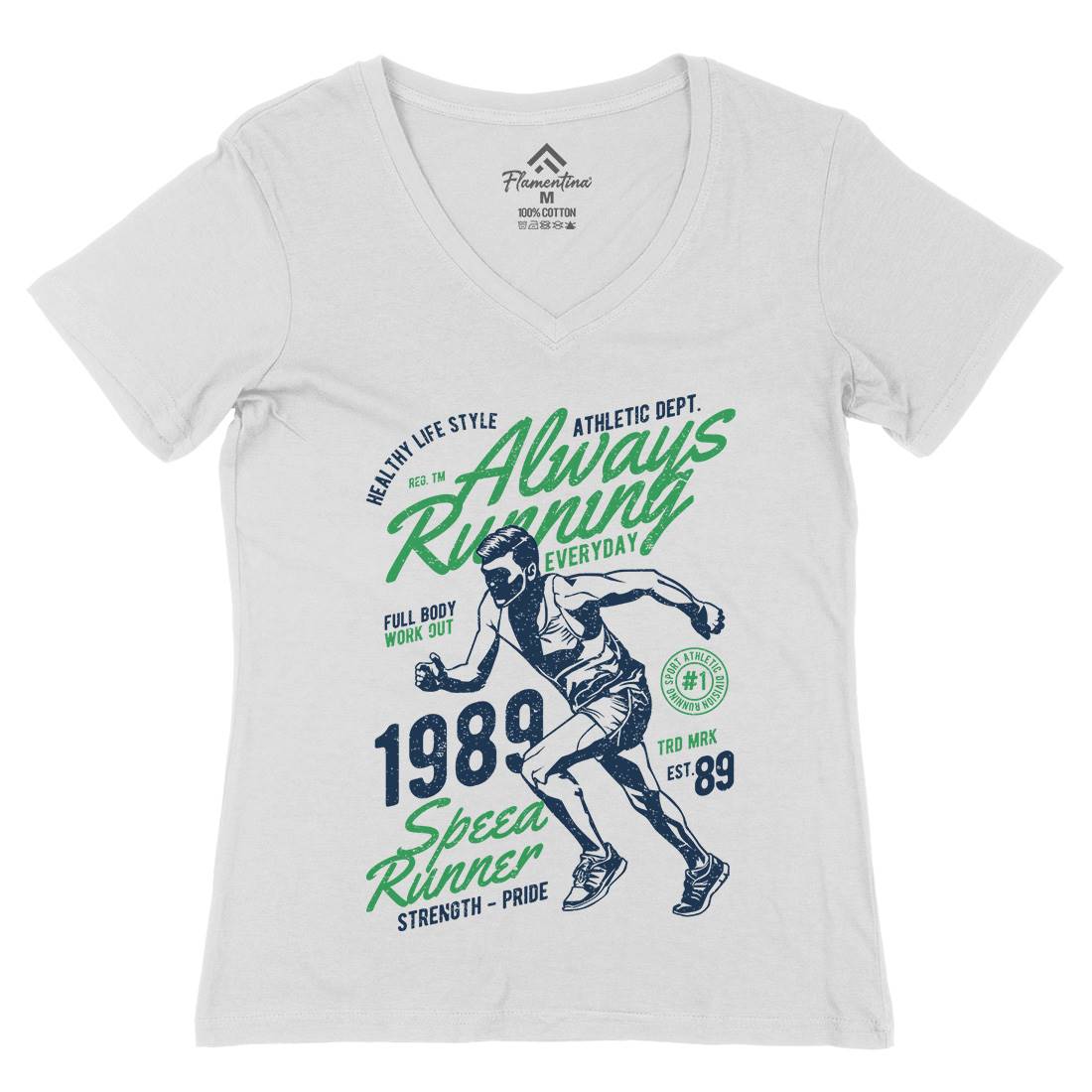 Always Running Womens Organic V-Neck T-Shirt Sport A606
