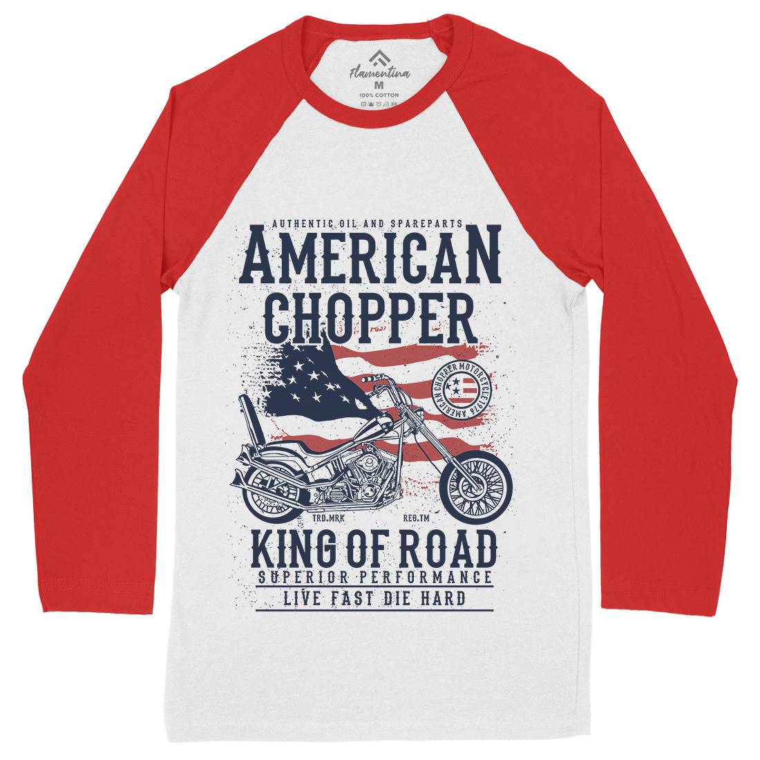 American Chopper Mens Long Sleeve Baseball T-Shirt Motorcycles A607