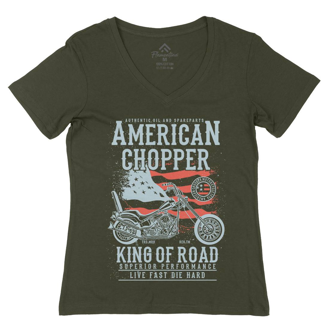 American Chopper Womens Organic V-Neck T-Shirt Motorcycles A607