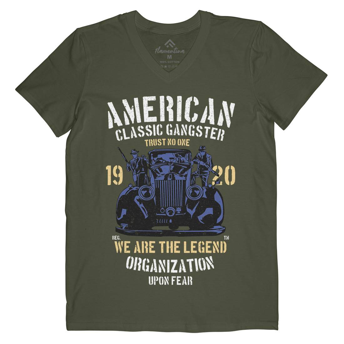 Classic Mens Organic V-Neck T-Shirt American A608