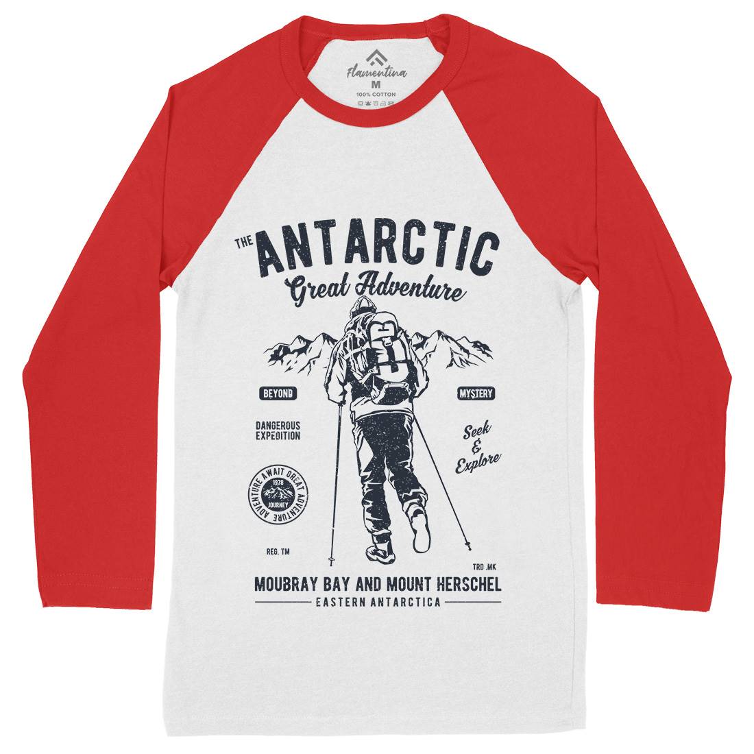 Antarctic Adventure Mens Long Sleeve Baseball T-Shirt Sport A610