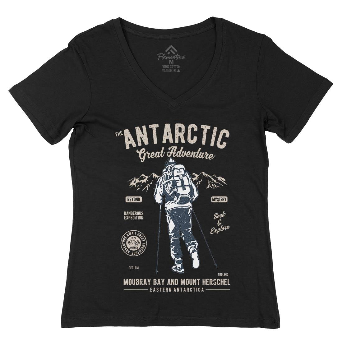 Antarctic Adventure Womens Organic V-Neck T-Shirt Sport A610