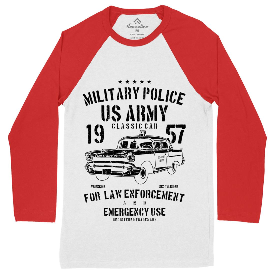 Classic Car Mens Long Sleeve Baseball T-Shirt Army A611